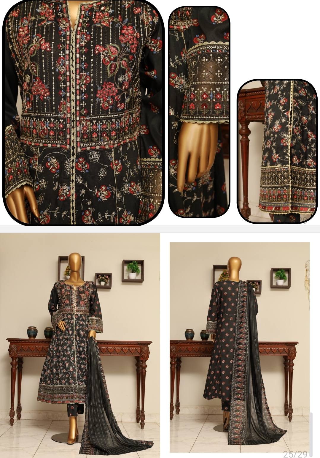 Sttiched Frock Dress 3PCS