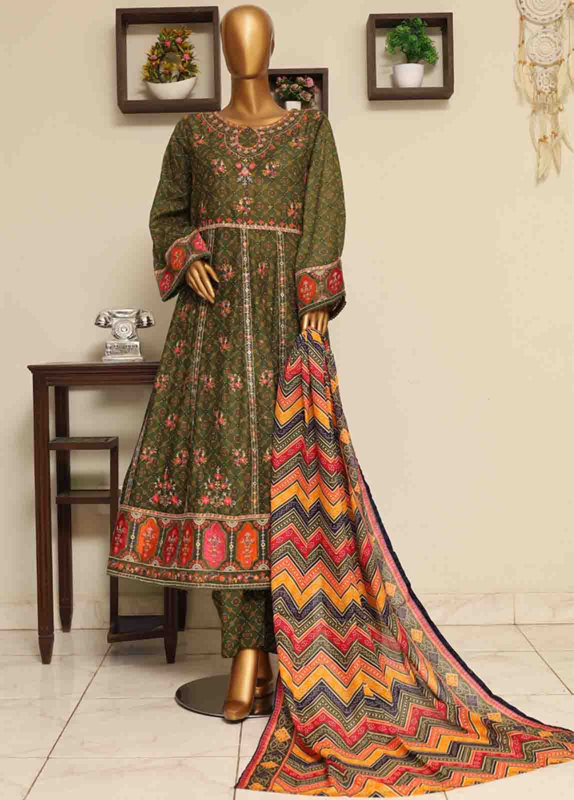 Sttiched Frock Dress 3PCS