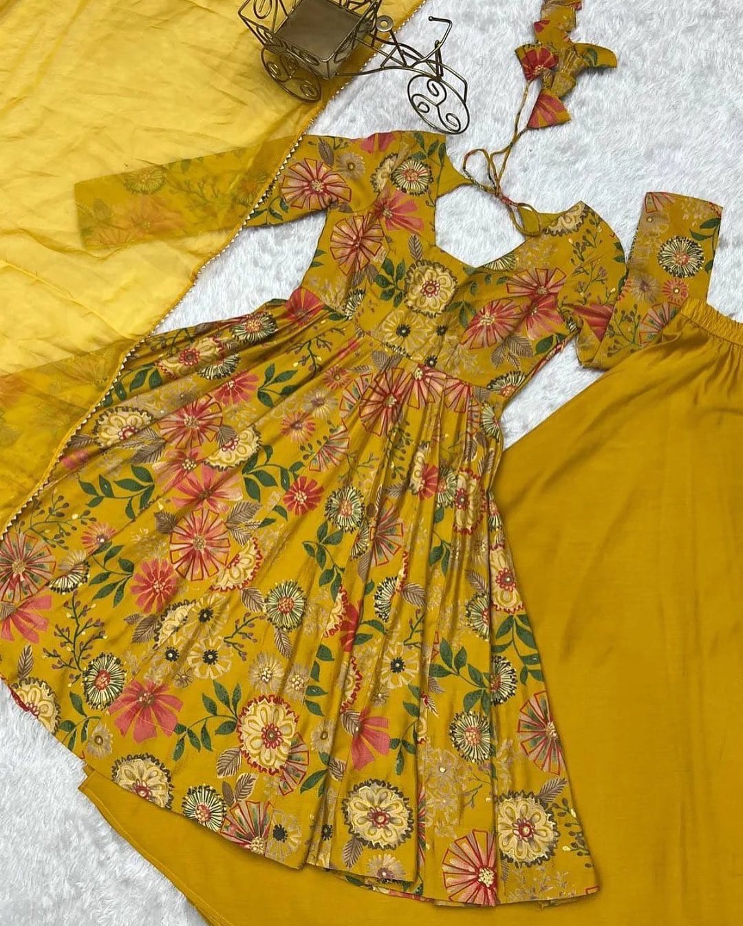 3 Pcs Chiffion Anarkali Dress