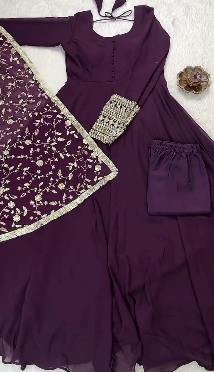 3 Pcs Embriodery  Anarkali Dress