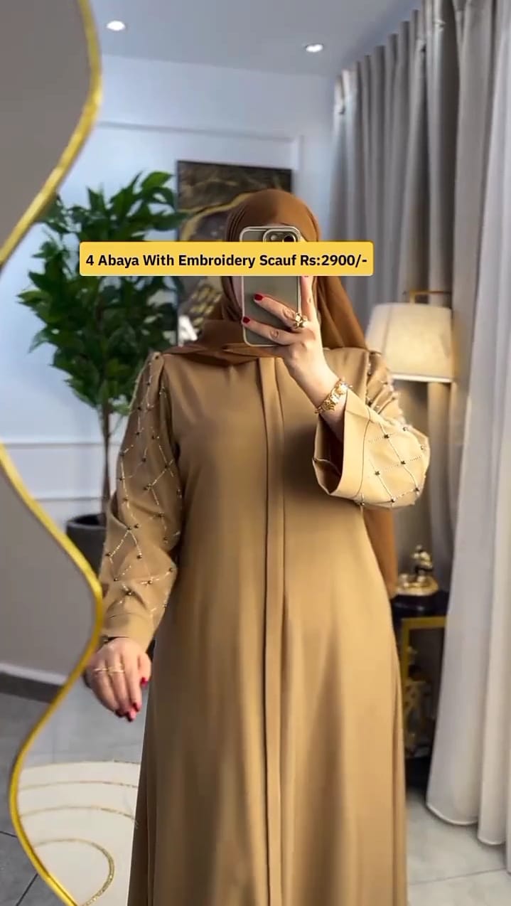 4 embriodery abaya with scauf