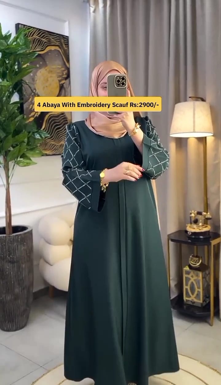 4 embriodery abaya with scauf
