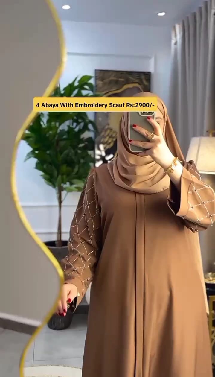 4 embriodery abaya with scauf